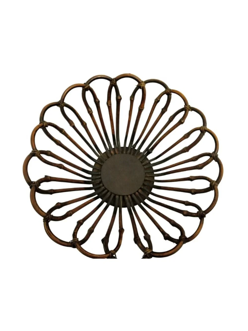 Bentwood Bamboo Basket Pedestal Handmade Open Weave Boho Vintage